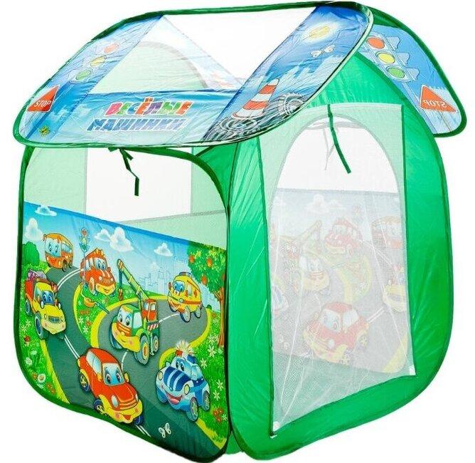 Палатка Играем вместе Веселые машинки домик в сумке GFA-AUTO-R, зеленый фото