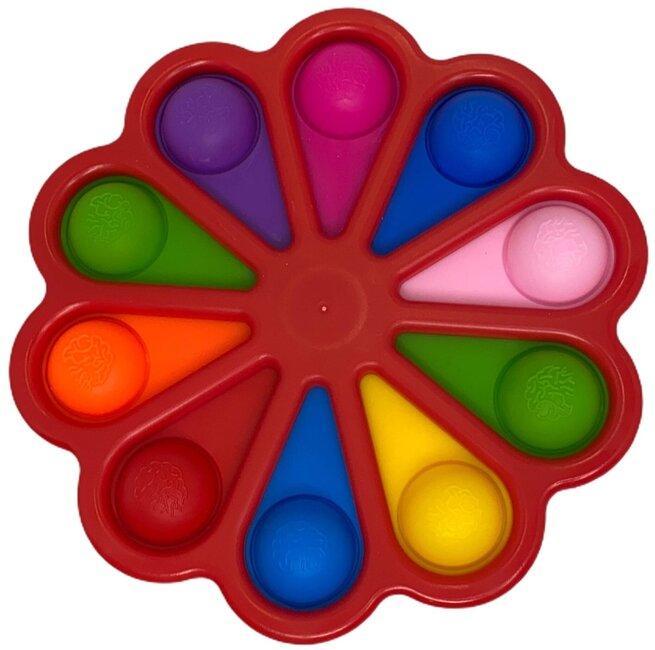 Игрушка-антистресс Simple Dimple Board Цветок,сенсорная тактильная игрушка-ямочка "Bubble pop" разноцветная, брелок с 10-мя ямочками фото